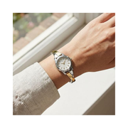 Timex Women’s Stretch Bangle Crisscross 25mm Watch – Two-Tone Stainless Steel Expansion Band, Sunray Dial & 30M Water Resistance