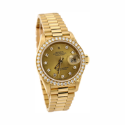Rolex Pre-Loved Oyster Perpetual President Datejust 26 mm – 18K Yellow Gold Automatic Watch with Diamond Bezel 26