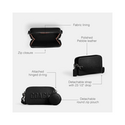 Coach Charter Slim Crossbody Bag – Black | Polished Pebble Leather Compact Crossbody