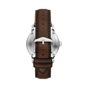 Fossil Heritage Men’s Automatic Watch – Cream Skeleton Dial, Brown Leather Strap, Sapphire Crystal, 43mm
