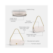 Coach Dinky Bag – Glovetanned Leather Crossbody & Clutch in Chalk