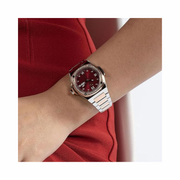 GUESS Gc Rose Gold & Silver Multi-Tone Analog Watch | Red Dial & Stainless Steel Bracelet