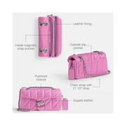 Coach Tabby Shoulder Bag 20 – Fuschia Smooth Leather Quilted Chain Crossbody Handbag