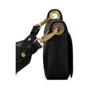 Prada Milano Small Black Leather Crossbody Bag with Web Strap – Designer Shoulder Bag 1BD352