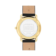 Coach Elliot Women's Black/Gold Leather Strap Watch – 36mm Quartz Timepiece