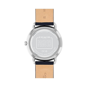 Coach Elliot Men's Quartz Watch – 36mm Stainless Steel Case with Navy Leather Strap