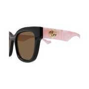 Gucci GG0998S Oversized Square Sunglasses – Black & Pink Frame, Brown Lenses