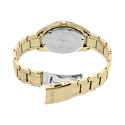 Seiko Men’s Essentials Steel Two-Tone Watch SUR314 – Japanese Quartz, Gold Strap, Date Calendar