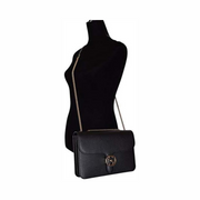 Gucci Women’s Interlocking GG Black Leather Crossbody Purse – Gold Chain Shoulder Bag, Made in Italy
