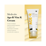 Medicube Age-R Vita K Cream – Elasticity-Boosting, Redness-Targeting Formula with 1% Vitamin K & Arnica – Hypoallergenic Moisturizing Cream for Face & Body – Korean Skincare