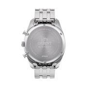 Orient Contemporary Solar Chronograph Men’s Watch – 40mm Blue Dial, Stainless Steel Bracelet, 50M Water Resistant