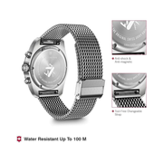 Victorinox Swiss Army Chronograph Men’s Watch – 42mm Blue Dial & Mesh Stainless Steel Strap