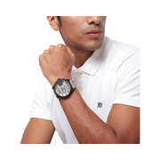 Diesel Mega Chief Men’s Chronograph Watch – 51mm Black Stainless Steel, Silicone, or Leather Band, Quartz Movement