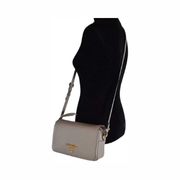 Prada Vitello Phenix Leather Flap Crossbody Bag in Argilla Grey – Model 1BD163
