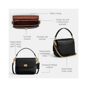 Coach Cassie Crossbody 19 – Polished Pebble Leather, Signature Turnlock, Versatile Strap Design
