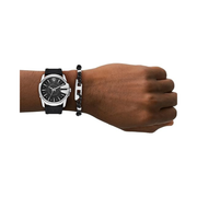 Diesel Master Chief Men’s Watch & Cord Bracelet Set – 43mm Black Silicone Strap, Quartz Movement (Model DZ4700SET)
