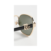 Gucci Women’s Mini Running Sunglasses – Gold/Black with Grey Lenses