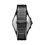 Diesel D-Curve Men’s Chronograph Watch – Black Stainless Steel with Red-Black Sunray Dial | Model DZ4696 | 48mm