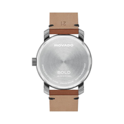 Movado Bold Access Men’s Quartz Watch | Swiss Movement, 41mm Gray Ion-Plated Case, Brown Leather Strap