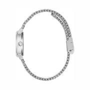 GUESS Ladies 25mm Silver-Tone Watch – Silver Dial, Stainless Steel Bracelet, Water-Resistant