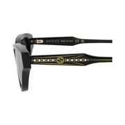 Gucci Women’s Narrow Winged Cat Eye Sunglasses – Black with Grey Lenses