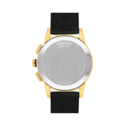 Movado Museum Sport Men's Luxury Chronograph Watch – Swiss Quartz Movement, 43mm Black Dial, Calfskin Strap, 3ATM
