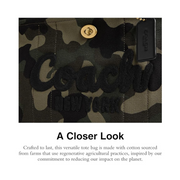 Coach Cargo Tote – Premium Leather & Camo Canvas Carryall in Green Multi