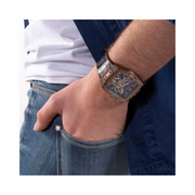 GUESS Men’s Trend Multifunction 43mm Watch | Blue Diamond Dial & Brown Croco Leather Strap
