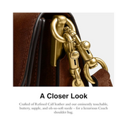 Coach Chain Tabby Shoulder Bag – Suede & Cow Leather Flap Bag in Warm Brown