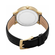 Michael Kors Corey Men’s Black Leather Watch – 38mm Three-Hand Quartz