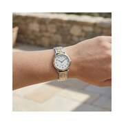 Timex Women’s Easy Reader 25mm Analog Watch – Two-Tone Stainless Steel Expansion Band, INDIGLO Backlight, Water Resistant
