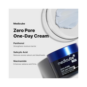 Medicube Zero Pore One-Day Cream – Pore Refining Moisturizer with Panthenol, Salicylic Acid & Niacinamide – Controls Excess Oil and Minimizes Pores – Korean Skincare – 1.7 fl. oz