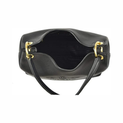 Prada Women's Vitello Daino Black Leather Satchel Bag – Luxury Designer Handbag 1BC051