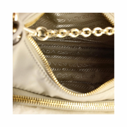Pre-Loved Prada Front Pocket Zip Mini Shoulder Bag – Re-Nylon & Shearling, Neutral
