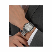 GUESS Men’s Silver-Tone Barrel Analog Watch | 42mm Case & Stainless Steel Bracelet