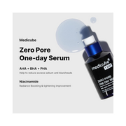 Medicube Zero Pore One-Day Serum – Overnight Pore Refining & Resurfacing Serum with 15.2% AHA+BHA+PHA & 2% Niacinamide – Reduces Pore Appearance & Improves Skin Texture (1.01 fl.oz)