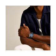 Fossil Coachman Men’s Chronograph Watch – Silver Dial, Black Leather Strap, Stainless Steel Case