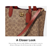 Coach Willow Tote 24 – Refined Calf Leather & Signature Canvas Carryall with Turnlock Closure