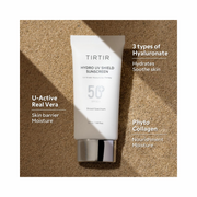 TIRTIR Hydro UV Shield Sunscreen | SPF 50+ Broad Spectrum UVA/UVB Protection | Lightweight Korean Face Sunscreen, No White Cast, Hydrating, Non-Greasy, 1.69 fl. oz.