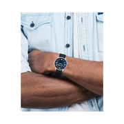 Coach Elliot Men's Quartz Watch – 36mm Stainless Steel Case with Navy Leather Strap