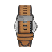 Diesel Men’s Master Chief Watch – Gunmetal Case with Brown Leather Strap, Quartz Movement, 46mm Dial