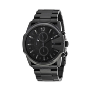 Diesel Men’s Master Chief Watch – Stainless Steel or Leather Band | Chronograph Quartz, 49mm Case | Midnight Black