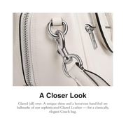 Coach Rogue Cube 20 – Chic Glazed Leather Handbag with Triple Compartments & Versatile Carrying Options