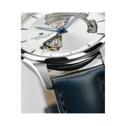 Hamilton Jazzmaster Open Heart Automatic Watch – Swiss Made, 40mm Stainless Steel Case, Silver Dial, Blue Leather Strap