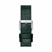 GUESS Gc Green Leather Chronograph Watch – Swiss Made Silver-Tone Case with Crocodile Pattern Strap