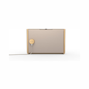 Bang & Olufsen Beosound Level – Portable Wi-Fi Multiroom Speaker with Adaptive Sound and 16-Hour Battery, Gold Tone & Light Oak