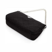 Prada Quilted Tessuto Nylon Chain Convertible Shoulder Bag – Black Designer Crossbody 1BH026