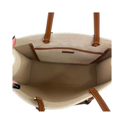 Tory Burch Blake Canvas Jumbo Tote – Natural Classic Cuoio, Canvas & Leather Trim, Gold Hardware, Dual Top Handles