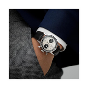 Hamilton Intra-Matic Auto Chronograph – Swiss Made, 40mm Stainless Steel Case, White Dial, Black Leather Strap