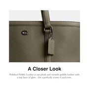 Coach Gotham Zip Top Tote – Army Green Polished Pebble Leather Structured Handbag